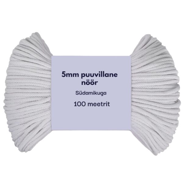 5mm punutud nöör vihtides täisvalge