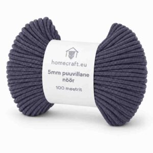 5mm punutud nöör vihtides terashall toon