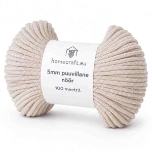 5mm punutud nöör vihtides loodusvalge